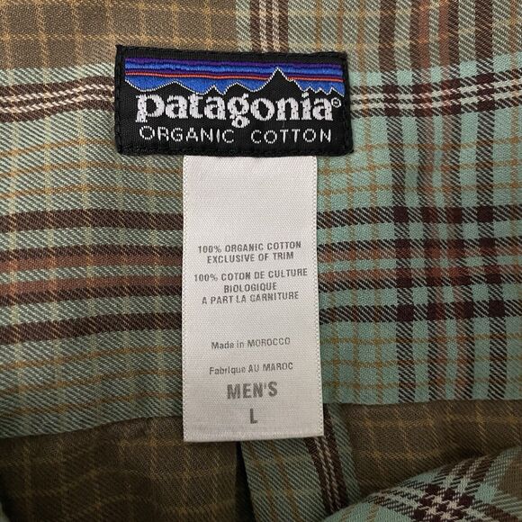 Patagonia Men's Large Multicolor Plaid Organic Cotton Button-Front Shirt - Picture 7 of 8